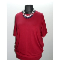 Bluzka Sonia w luźnym stylu oversize krótki rękaw - bordowa